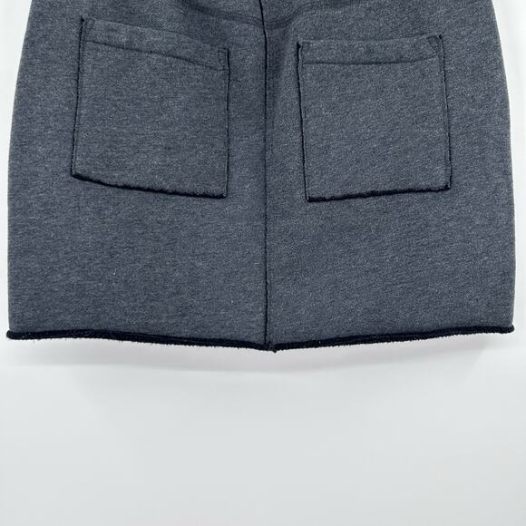 ATM Anthony Thomas Melillo Charcoal Fleece Sweat Skirt Raw Edge Womens Sz M - Picture 10 of 11